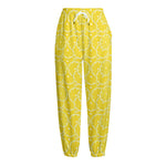 Lemon Slices Pattern Print Fleece Lined Knit Pants