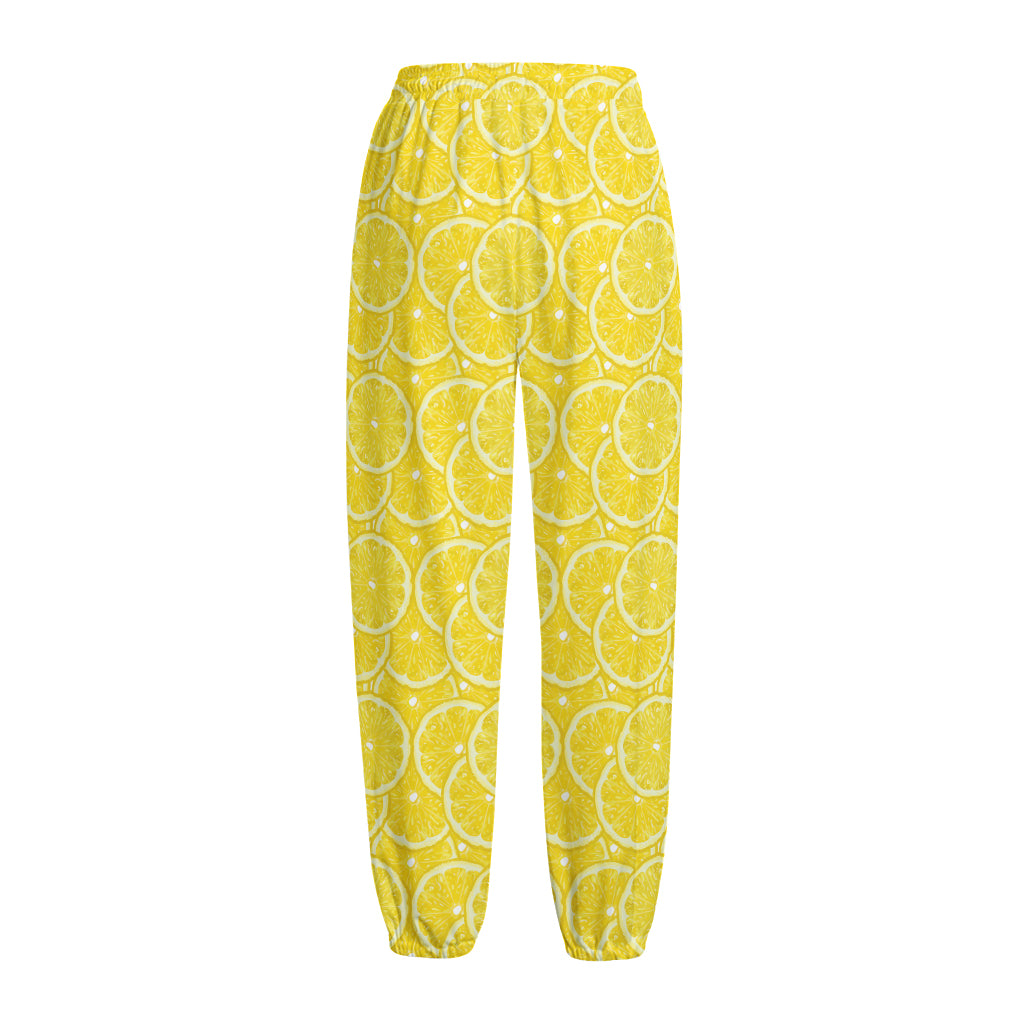 Lemon Slices Pattern Print Fleece Lined Knit Pants