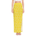 Lemon Slices Pattern Print High Slit Maxi Skirt