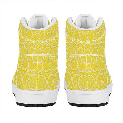 Lemon Slices Pattern Print High Top Leather Sneakers