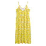Lemon Slices Pattern Print Jersey Midi Cami Dress