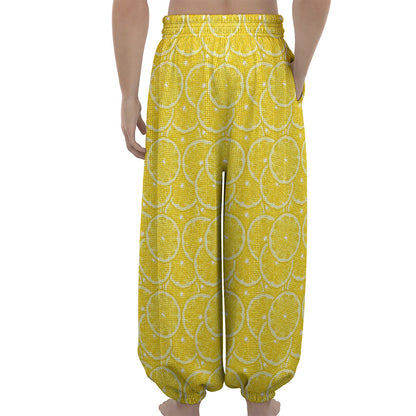 Lemon Slices Pattern Print Lantern Pants