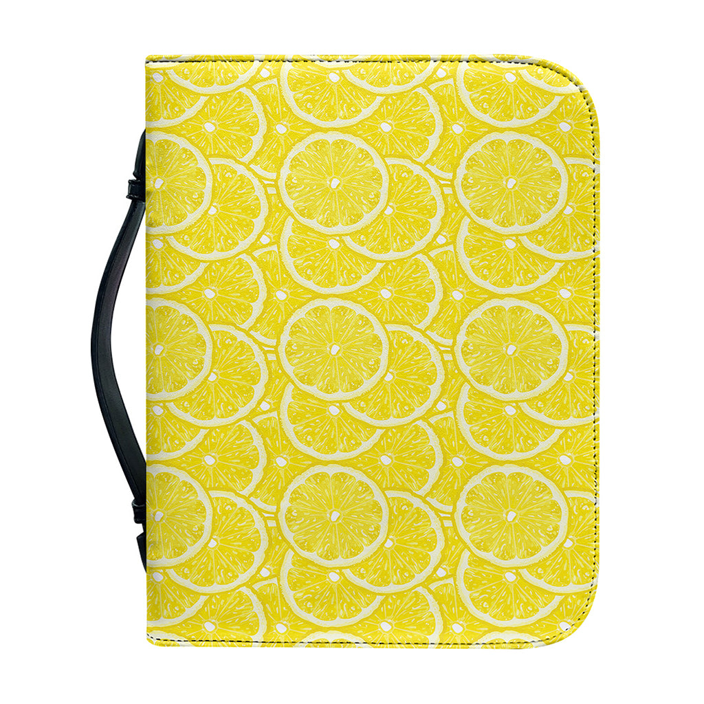 Lemon Slices Pattern Print Leather Bible Cover