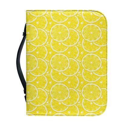 Lemon Slices Pattern Print Leather Bible Cover
