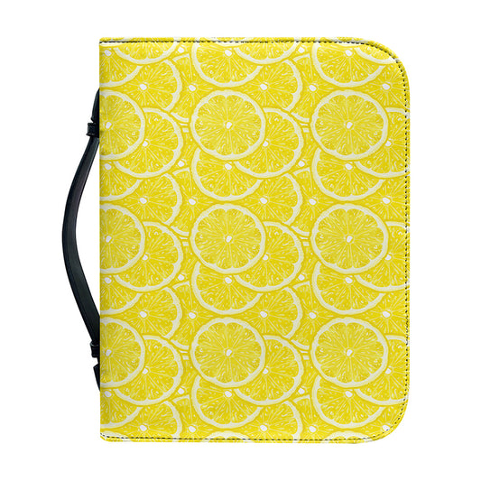 Lemon Slices Pattern Print Leather Bible Cover