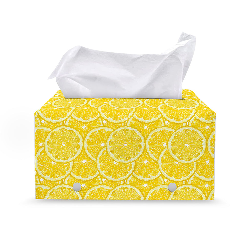 Lemon Slices Pattern Print Leather Tissue Box Cover