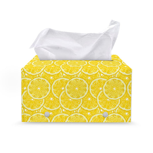 Lemon Slices Pattern Print Leather Tissue Box Cover