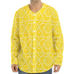 Lemon Slices Pattern Print Long Sleeve Baseball Jersey