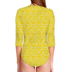 Lemon Slices Pattern Print Long Sleeve Swimsuit