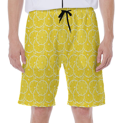Lemon Slices Pattern Print Men's Beach Shorts