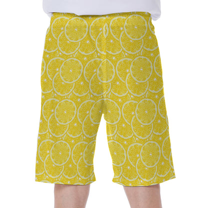 Lemon Slices Pattern Print Men's Beach Shorts