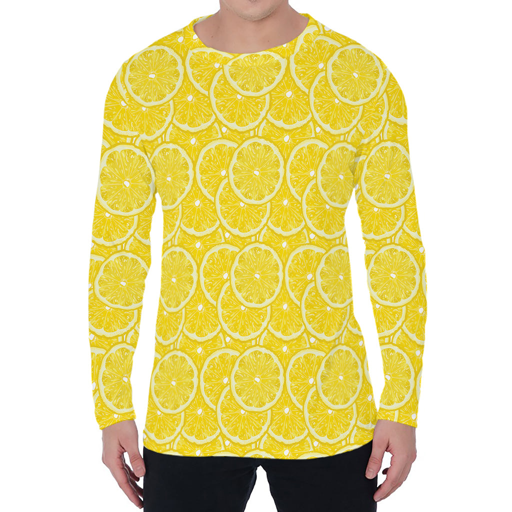 Lemon Slices Pattern Print Men's Long Sleeve T-Shirt