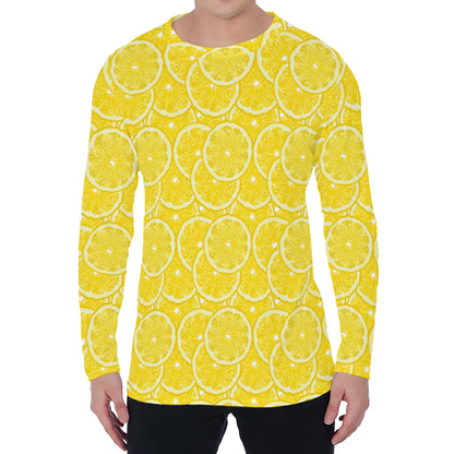 Lemon Slices Pattern Print Men's Long Sleeve T-Shirt