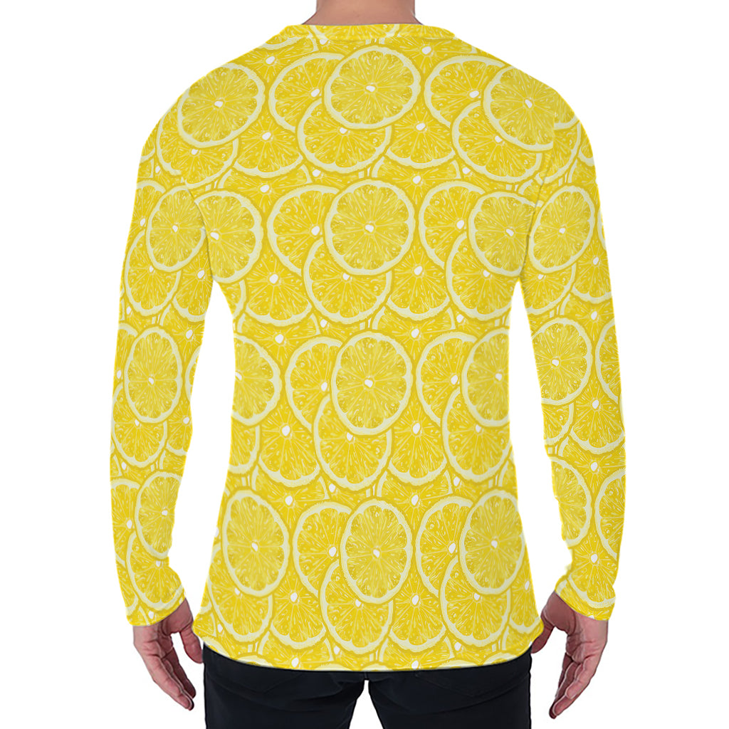 Lemon Slices Pattern Print Men's Long Sleeve T-Shirt