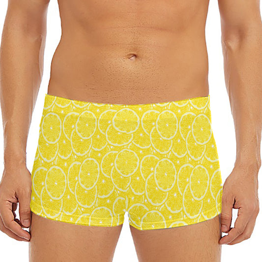 Lemon Slices Pattern Print Men's Short Boxer Briefs