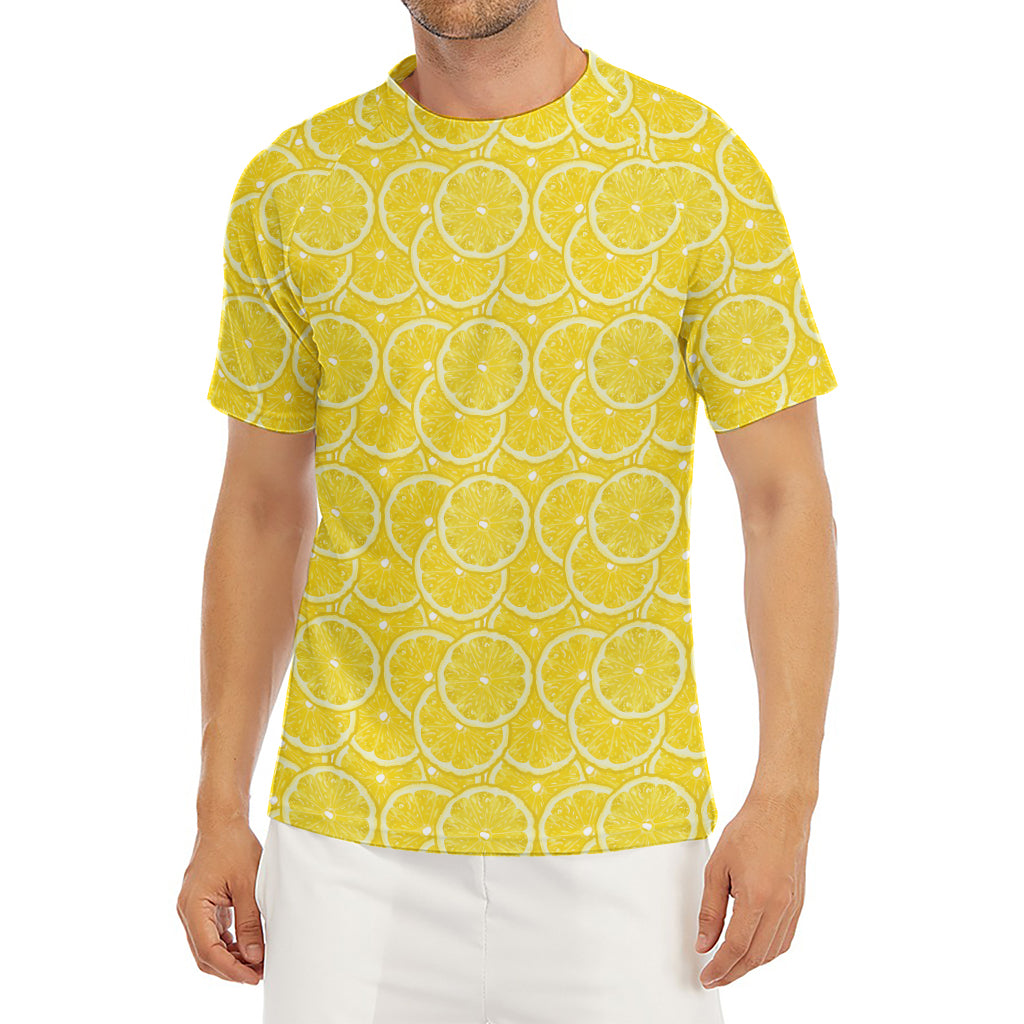 Lemon Slices Pattern Print Men's Short Sleeve Rash Guard