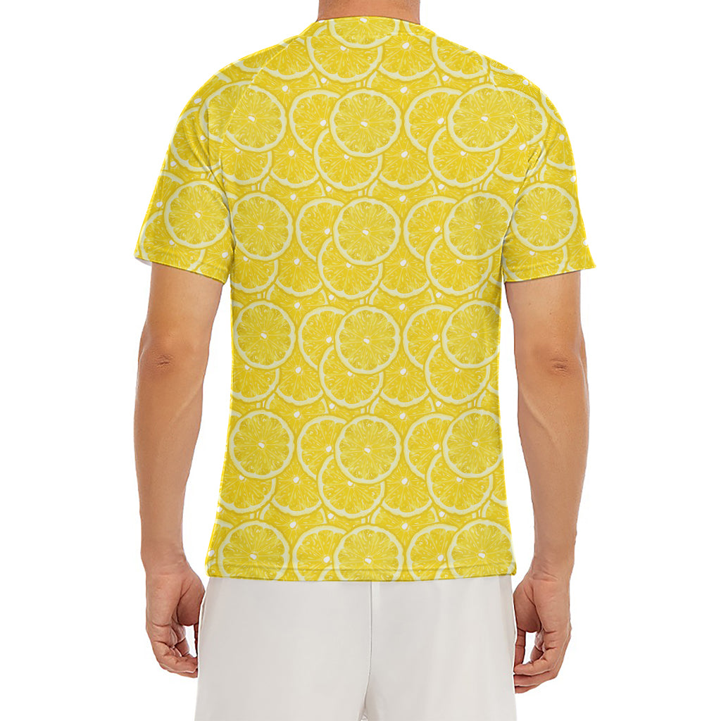 Lemon Slices Pattern Print Men's Short Sleeve Rash Guard