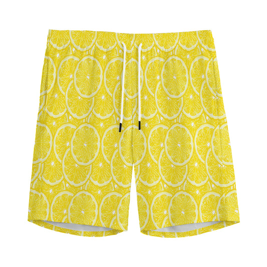 Lemon Slices Pattern Print Men's Sports Shorts