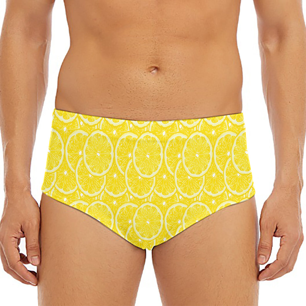 Lemon Slices Pattern Print Men's Triangle Swim Briefs