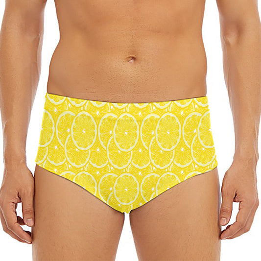 Lemon Slices Pattern Print Men's Triangle Swim Briefs
