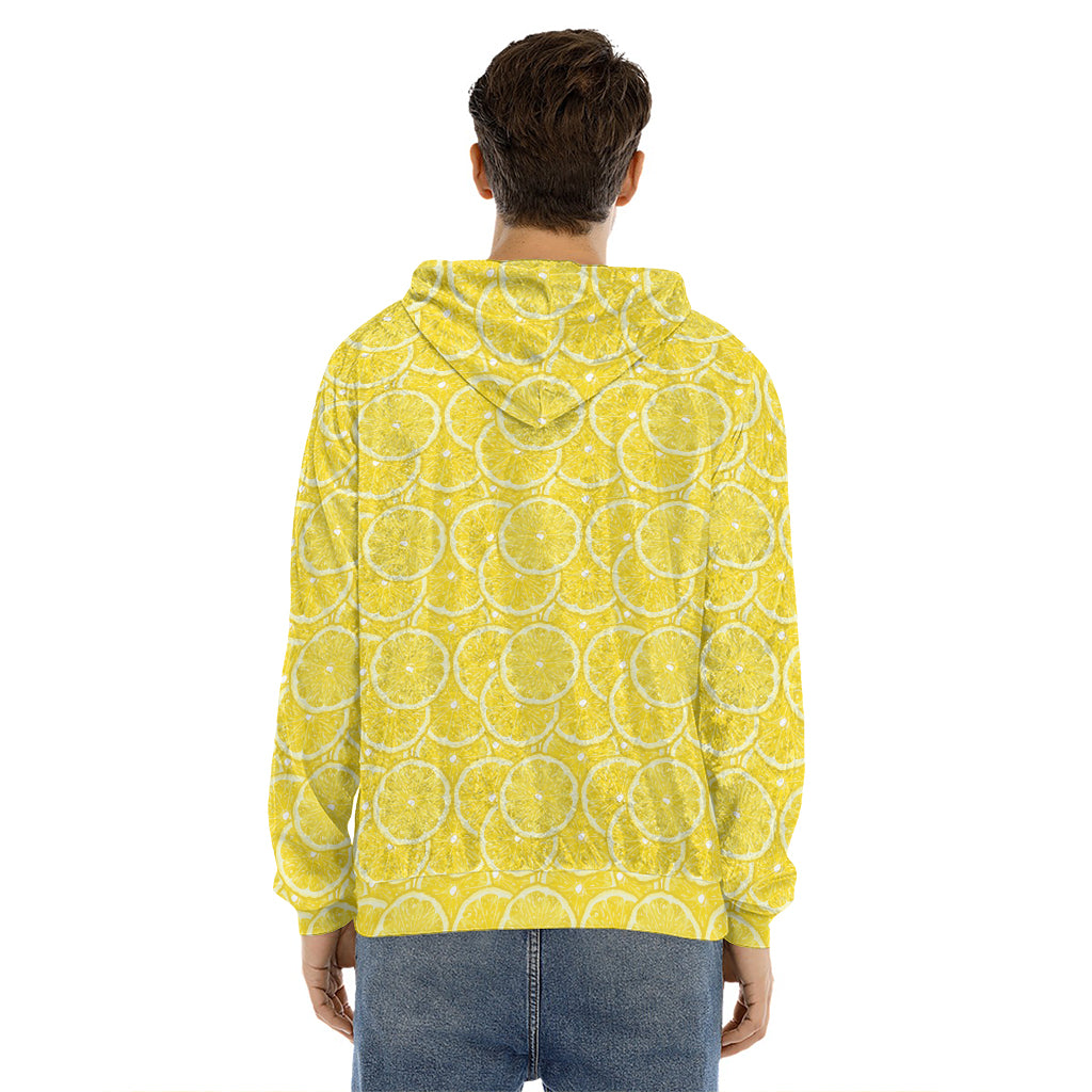 Lemon Slices Pattern Print Men's Velvet Pullover Hoodie