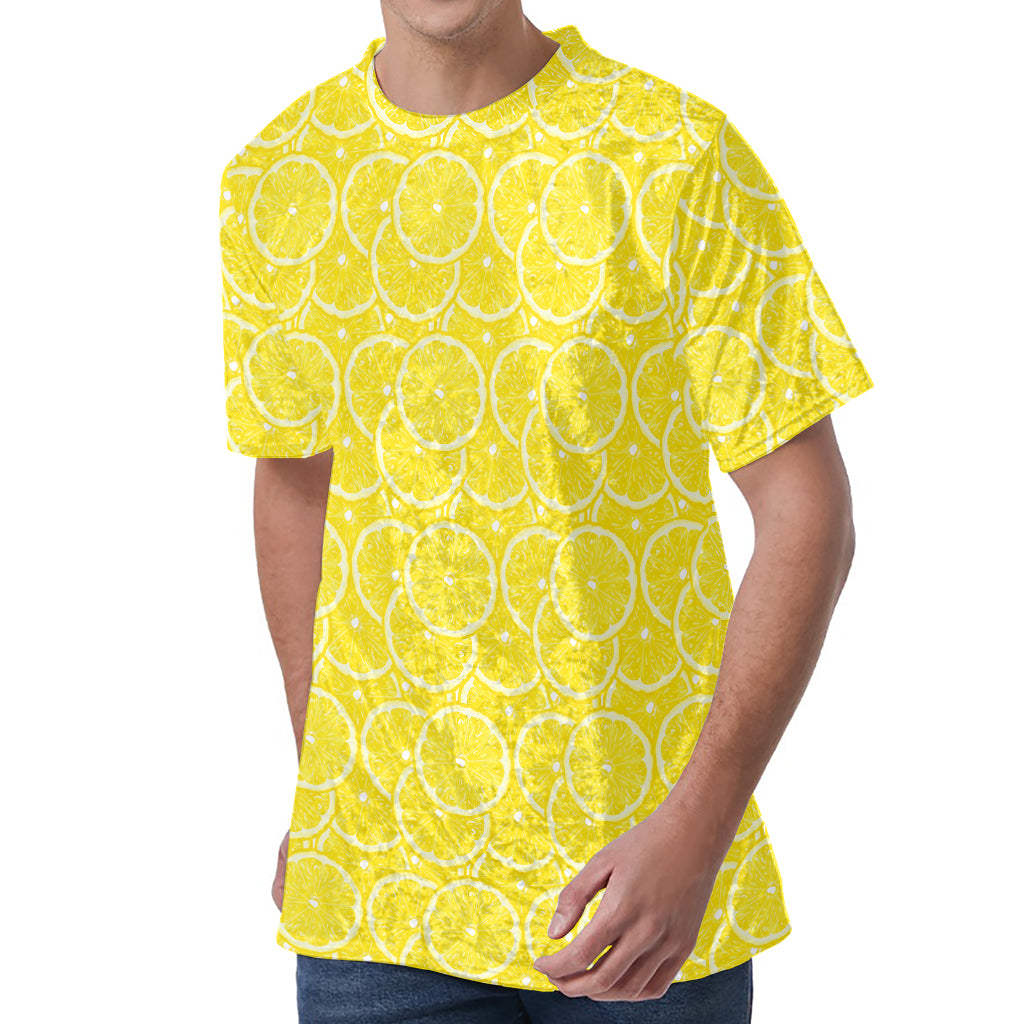 Lemon Slices Pattern Print Men's Velvet T-Shirt