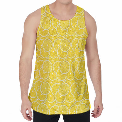 Lemon Slices Pattern Print Men's Velvet Tank Top