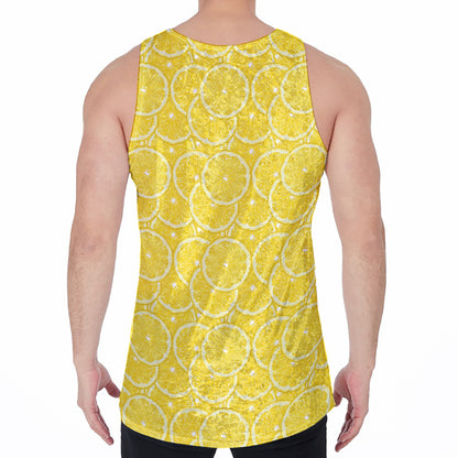 Lemon Slices Pattern Print Men's Velvet Tank Top