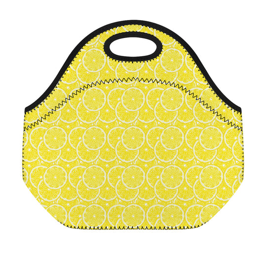 Lemon Slices Pattern Print Neoprene Lunch Bag