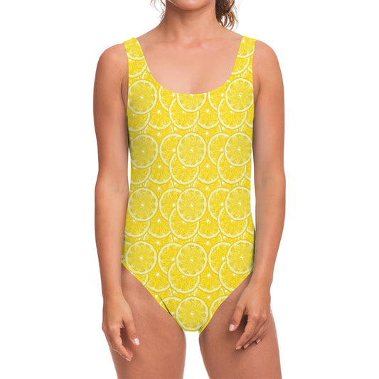Lemon Slices Pattern Print One Piece Swimsuit