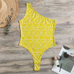 Lemon Slices Pattern Print One Shoulder Bodysuit