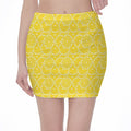 Lemon Slices Pattern Print Pencil Mini Skirt