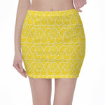 Lemon Slices Pattern Print Pencil Mini Skirt