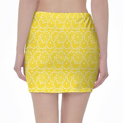 Lemon Slices Pattern Print Pencil Mini Skirt