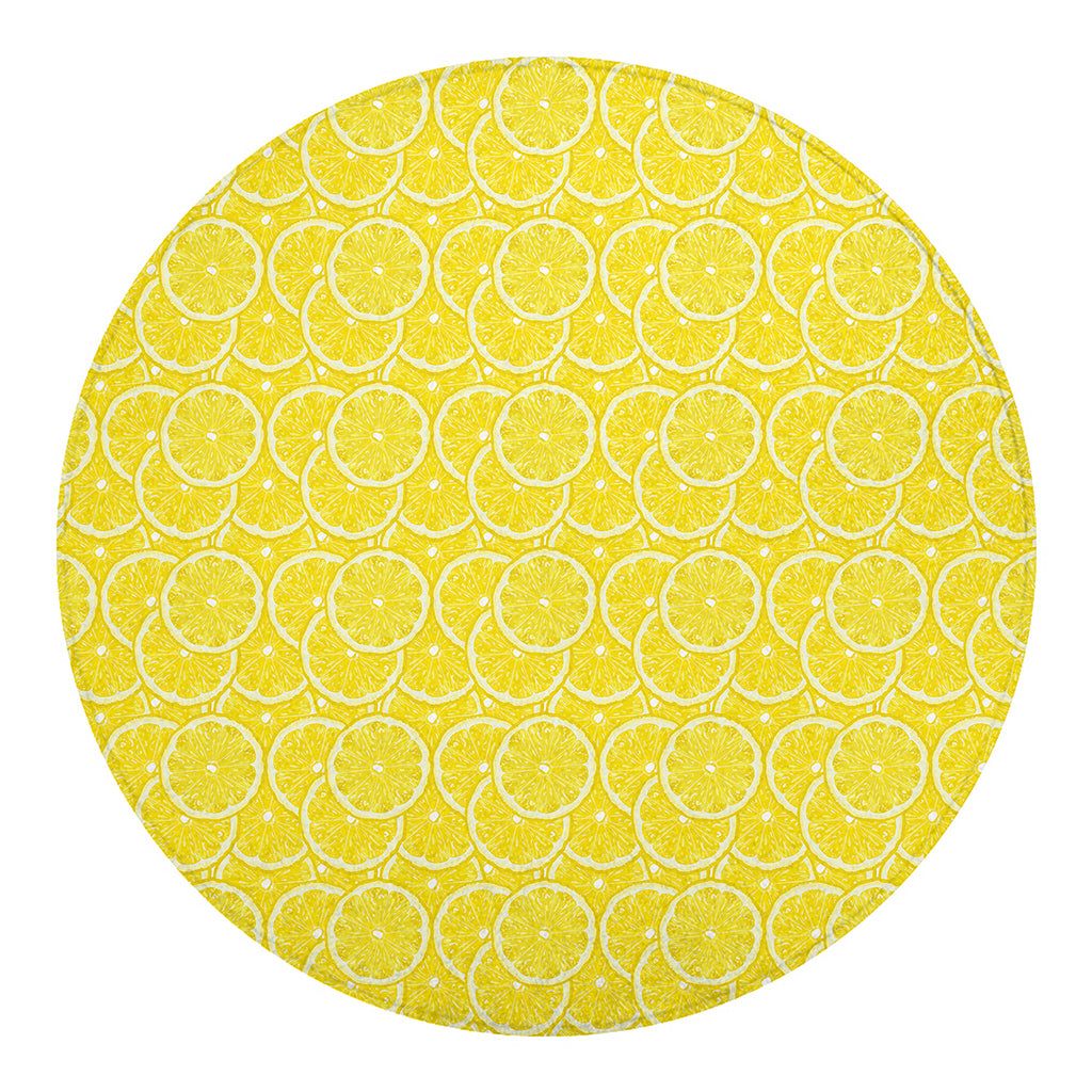 Lemon Slices Pattern Print Round Blanket