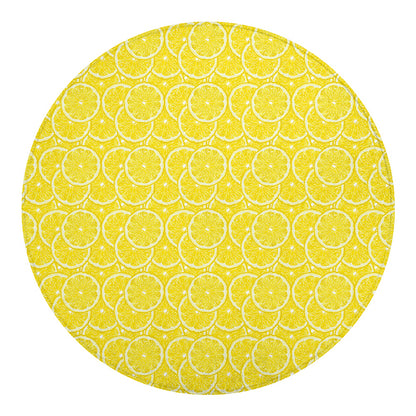 Lemon Slices Pattern Print Round Blanket