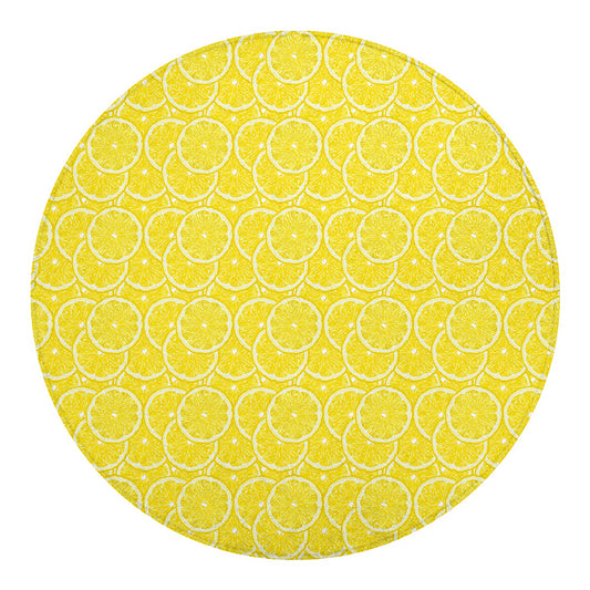 Lemon Slices Pattern Print Round Blanket