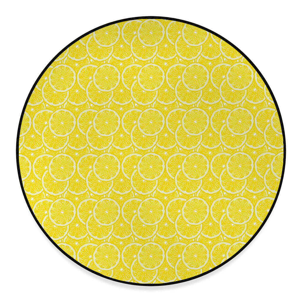 Lemon Slices Pattern Print Round Floor Mat
