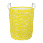 Lemon Slices Pattern Print Round Laundry Basket
