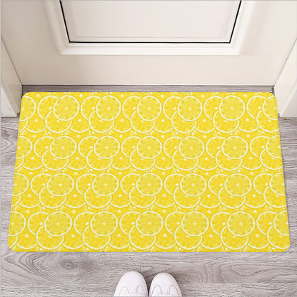 Lemon Slices Pattern Print Rubber Doormat