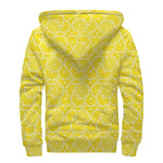 Lemon Slices Pattern Print Sherpa Lined Zip Up Hoodie