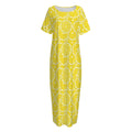 Lemon Slices Pattern Print Short Sleeve Long Nightdress