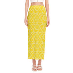Lemon Slices Pattern Print Side Slit Maxi Skirt