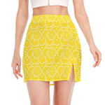 Lemon Slices Pattern Print Side Slit Mini Skirt