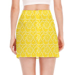 Lemon Slices Pattern Print Side Slit Mini Skirt
