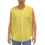 Lemon Slices Pattern Print Sleeveless Baseball Jersey