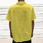 Lemon Slices Pattern Print Textured Short Sleeve Shirt