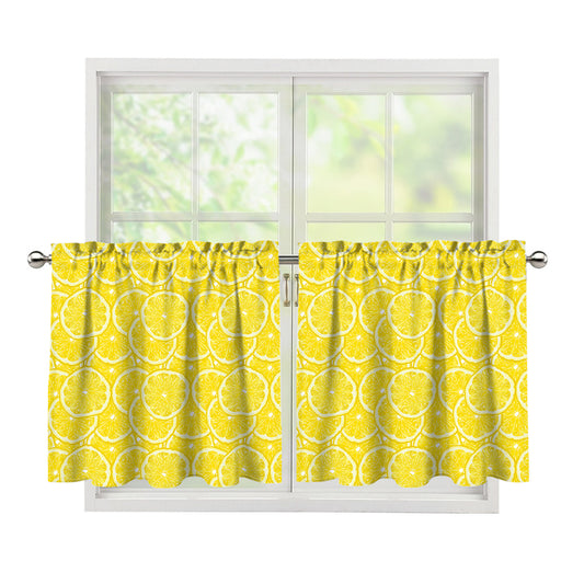 Lemon Slices Pattern Print Tier Curtains