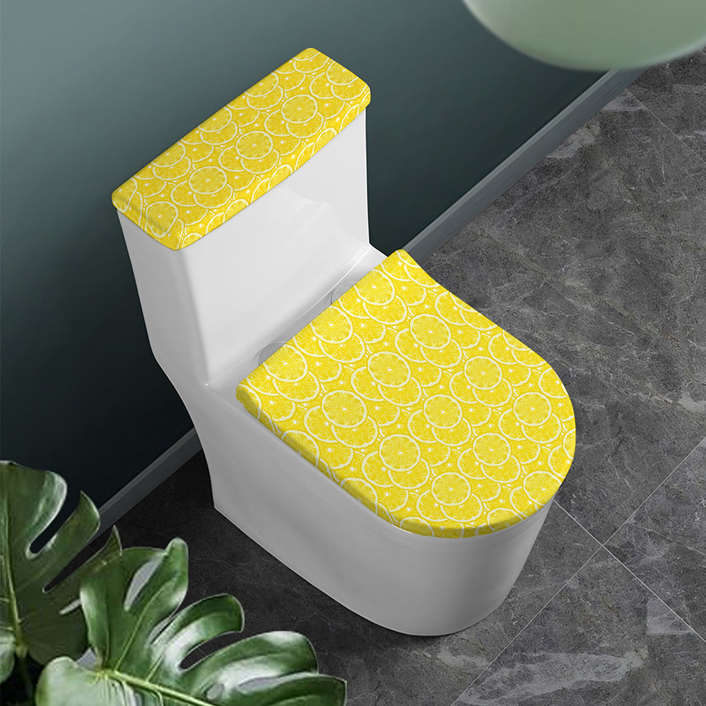 Lemon Slices Pattern Print Toilet Lid And Tank Cover Set