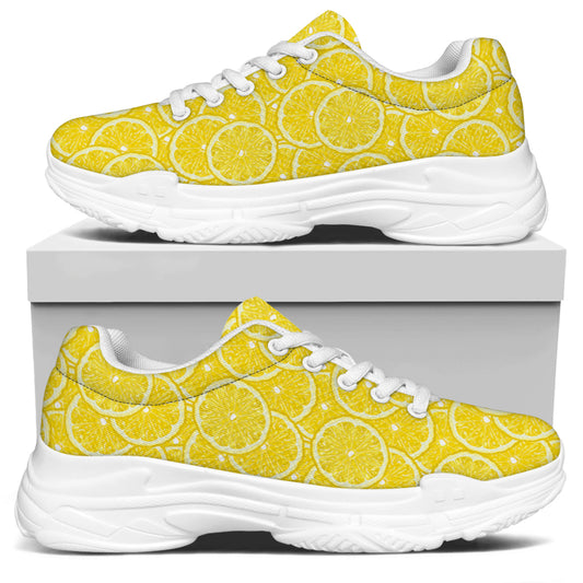 Lemon Slices Pattern Print White Chunky Shoes